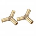 Uxcell 10mm Brass Barb Hose Fitting Tee Y-shaped 3 Way Connector Adapter Joiner 2pcs