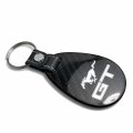 Ipick Image Compatible With Ford Mustang Gt Real Black Carbon Fiber Leather Strap Large Tear Drop Key Chain