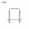 Uxcell Square U-bolts 2 Sets 44mm 1 73 Inner Width 65mm Length M6 304 Stainless Steel U Clamp Bolt With Nuts And Plates For