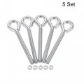Uxcell M6x60mm Eye Hooks Screws Bolts Kit 5pcs Carbon Steel Hanger Eyelet Screw With Hex Nuts For Metal Hook Wood Terminal Ring