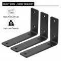 Uxcell Floating Shelf Brackets 6 Inch Pack Iron L For Shelves Max Load 35 Lbs Metal Bracket Hardware Supports Black