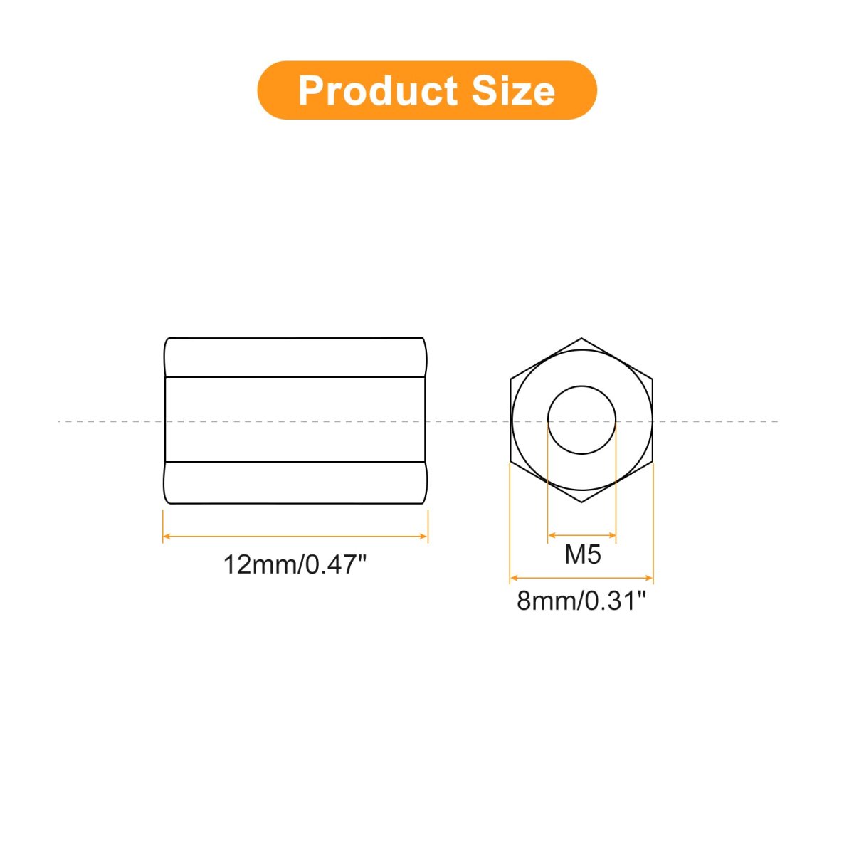 15pcs M5x8x12mm Coupling Nuts Galvanized Carbon Steel Hex Threaded Rod Coupler For Furniture Electronic Industrial