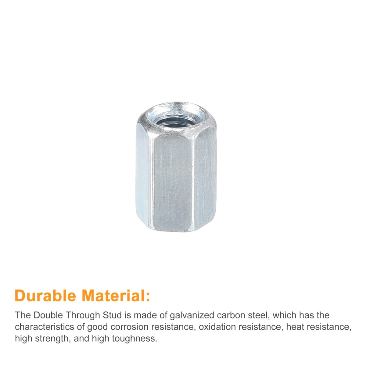 15pcs M5x8x12mm Coupling Nuts Galvanized Carbon Steel Hex Threaded Rod Coupler For Furniture Electronic Industrial