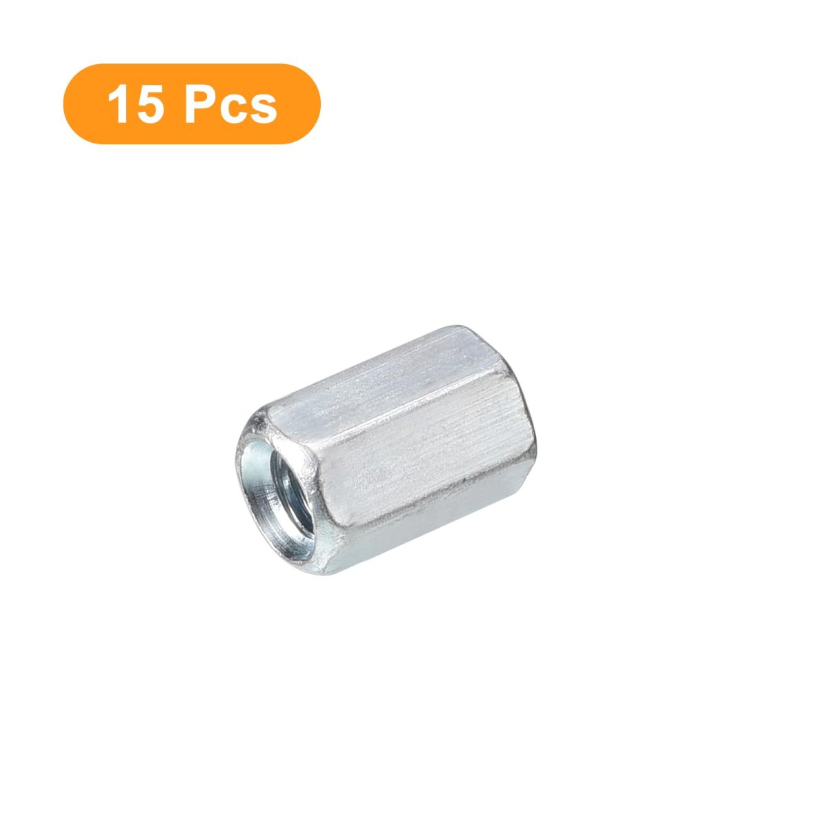 15pcs M5x8x12mm Coupling Nuts Galvanized Carbon Steel Hex Threaded Rod Coupler For Furniture Electronic Industrial