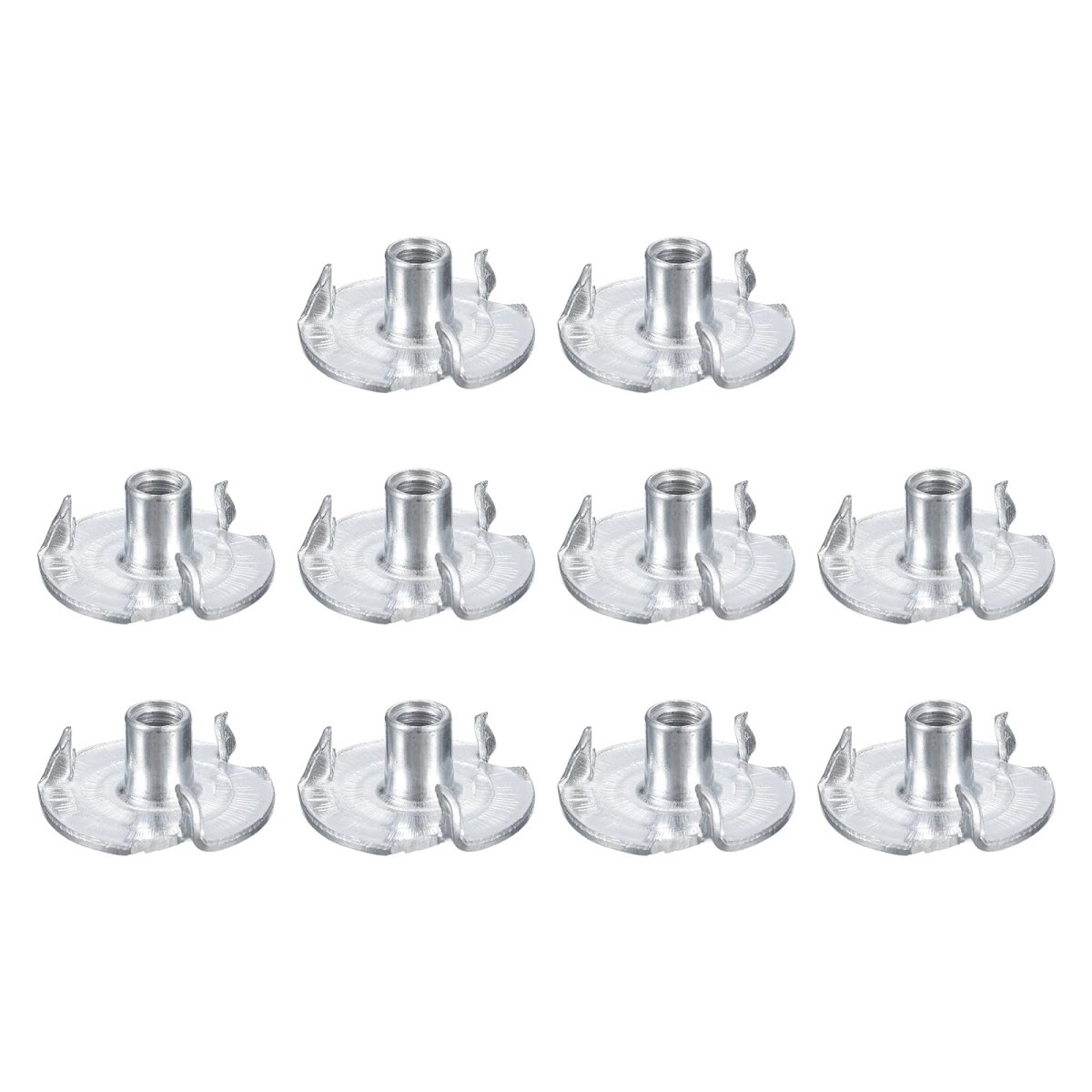 8-32 T-nuts Zinc-plated Carbon Steel 3-pronged Tee Nuts Threaded Inserts For Climbing Holds And Wood Working White 100pcs