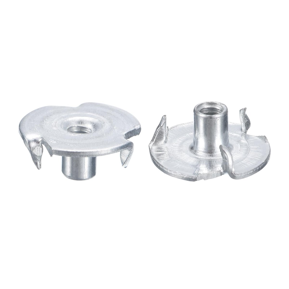 8-32 T-nuts Zinc-plated Carbon Steel 3-pronged Tee Nuts Threaded Inserts For Climbing Holds And Wood Working White 100pcs