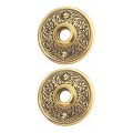 Antique Brass Decorative Door Knob Rosette Pair 2 38 In Victorian Floral Design Solid Cast Escutcheons For Cabinets And 