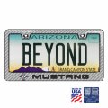 Ipick Image Compatible With Ford Mustang In 3d On Silver Real 3k Carbon Fiber Finish Abs Plastic License Plate Frame