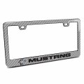 Ipick Image Compatible With Ford Mustang In 3d On Silver Real 3k Carbon Fiber Finish Abs Plastic License Plate Frame