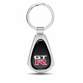 Ipick Image For Nissan Gt-r Logo Black Dome Chrome Metal Teardrop Key Chain Keychain Official Licensed