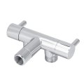 Two Way Brass Faucet Valve Polished Water Distribution Diverter For Toilet And Washing Machine With Adjustable Control Spools 