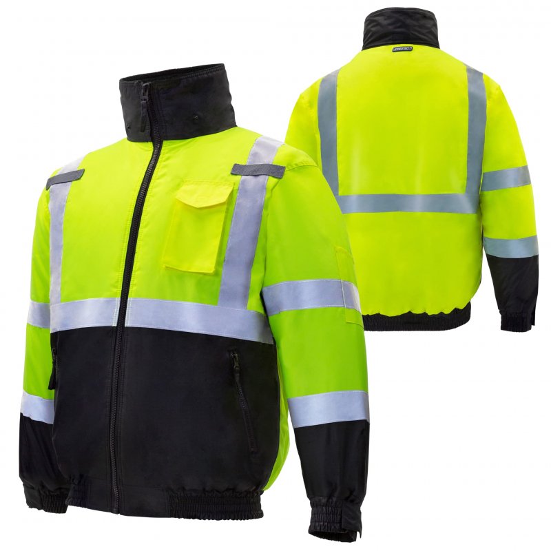 Jorestech Safety Bomber Jacket Waterproof Reflective High Visibility Yellow Lime Ansi Class 3 Level 2 Type R Jk-01 Xs