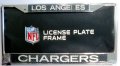 Stockdale Los Angeles Chargers Carbon Fiber Laser Frame Chrome Metal License Plate Cover 
