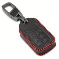 Leather Car Remote Key Fob Case Cover W Keychain Holder Bag For Honda 4 Buttons 