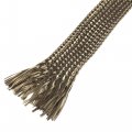 X Autohaux Fiberglass Heat Wire Shield Sleeve High Temp Adjustable 10ft 10mm 3 8 Titanium Tone For Car Loom Protection