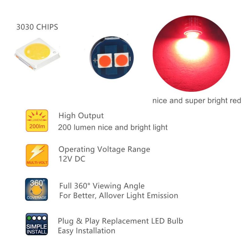 Wljh Super Bright Red Dashboard Instrument Cluster Panel Gauge Lights Backlighting Indicator Lamp Bulb Full Led Dash Light Kit