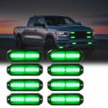 Wineco Green 8pcs Ultra Slim Led Emergency Strobe Police Lights Surface Mount Grill Grille Hazard Safty Warning Flashing Light 