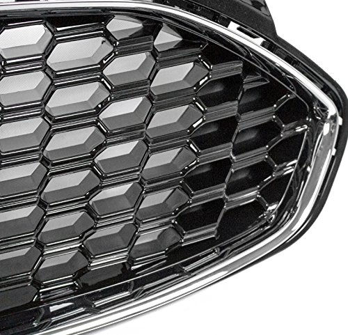 Honeycomb Mesh Style Upper Hood Grille Grill Gloss Black For 2013-2016 Ford Fusion