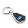 Ipick Image Compatible With Ford Logo Real Black Carbon Fiber Chrome Metal Teardrop Key Chain