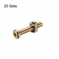Uxcell M6 X 40mm Furniture Bolts Nut Set Hex Socket Screw With Barrel Nuts Phillips-slotted Zinc Plated 20 Sets