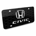 Ipick Image For Honda Civic 3d Dual Logo On Pattern Black Solid Aluminum Metal License Plate