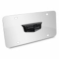 Ipick Image Made For Cadillac 3d Crest Logo In Gunmetal Dark Gray On Chrome Stainless Steel License Plate
