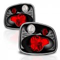 Amerilite For 2001-2003 Ford F-150 Flareside Euro Black Replacement Tail Lights Brake Lamp Pair Passenger And Driver Side