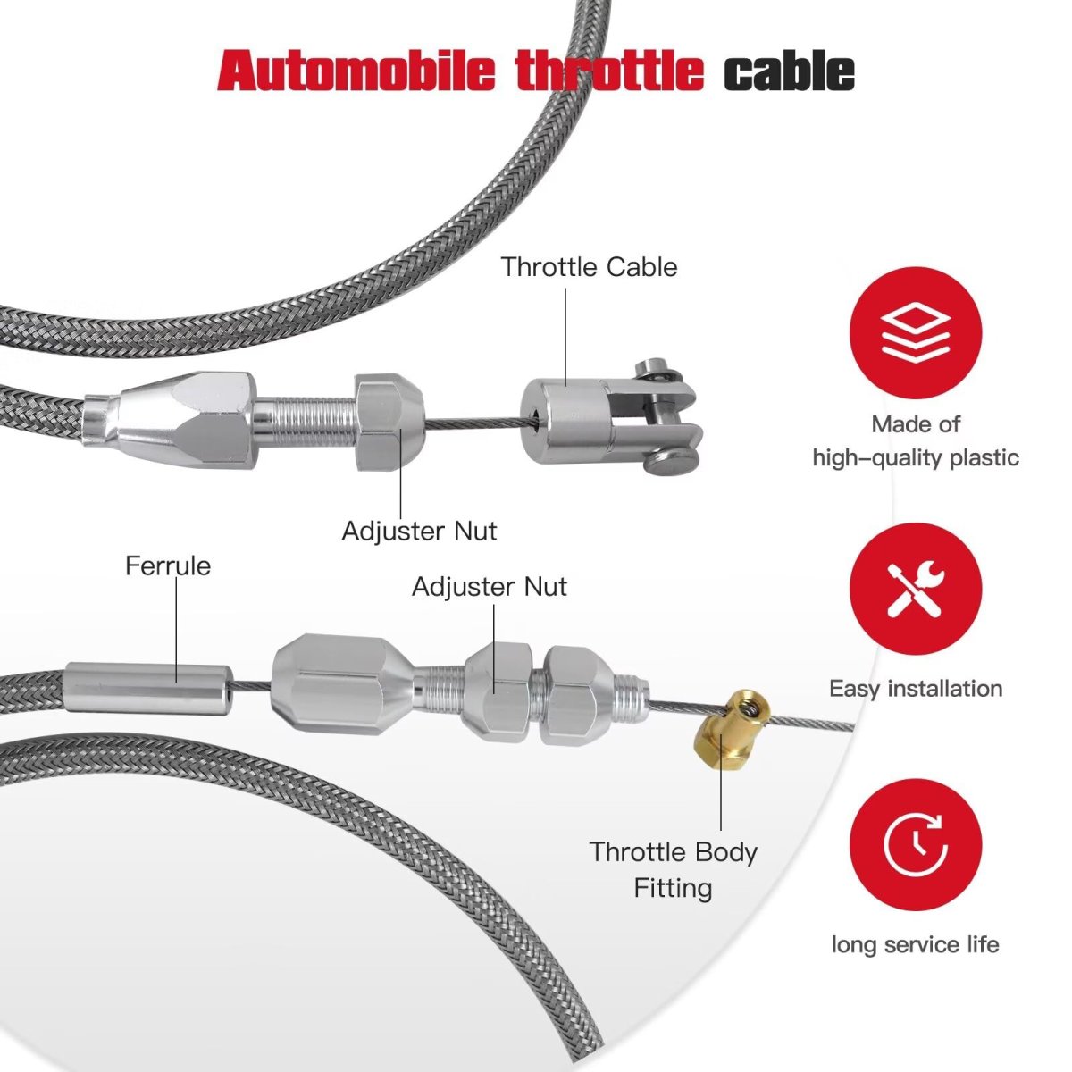 Silver Adjustable Accelerator Cable For Chevy 4 8l 5 3l 7l 6 0l Ls1 Engine 36 In Stainless Braided Throttle Kit