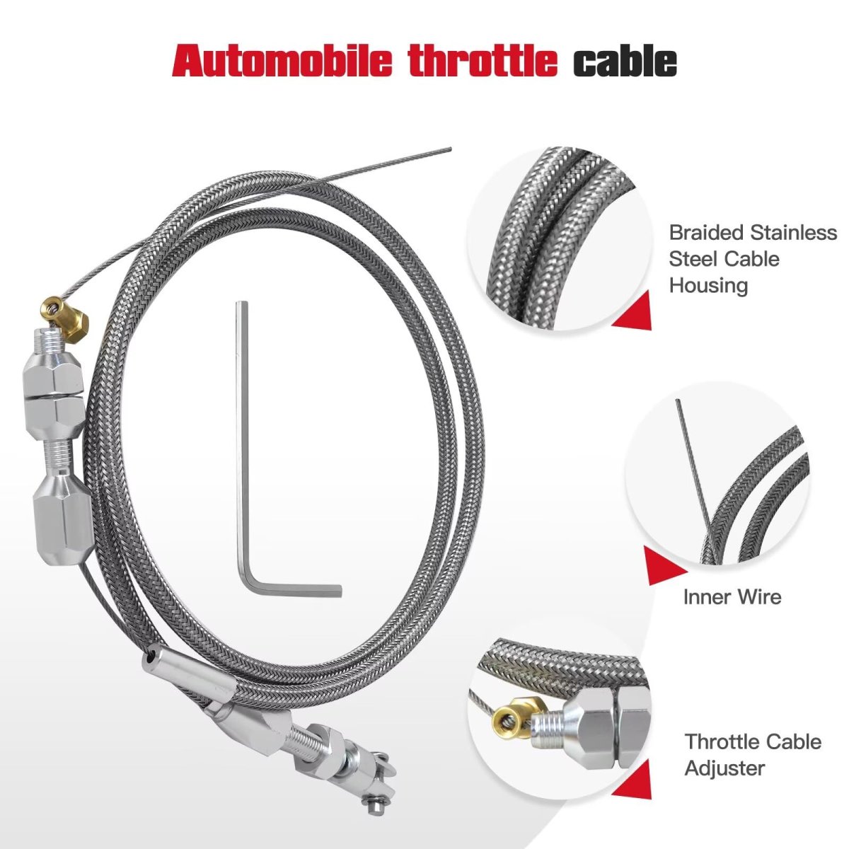 Silver Adjustable Accelerator Cable For Chevy 4 8l 5 3l 7l 6 0l Ls1 Engine 36 In Stainless Braided Throttle Kit