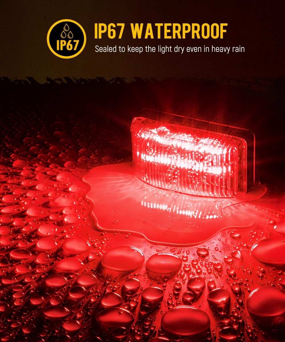 2 Pcs In Red Led Clearance Trailer Marker Lights 6 Side For Truck Pickup Tractor Rv Camper Motorhome Ip67 Waterproof Surface