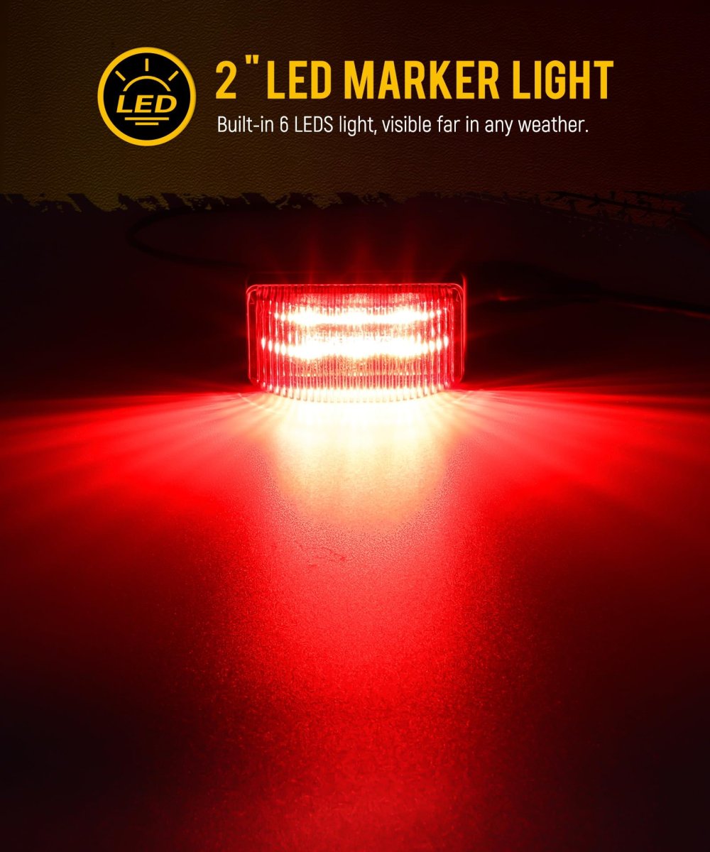 2 Pcs In Red Led Clearance Trailer Marker Lights 6 Side For Truck Pickup Tractor Rv Camper Motorhome Ip67 Waterproof Surface