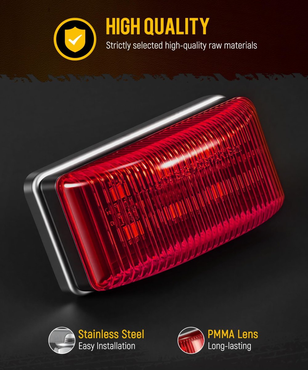 2 Pcs In Red Led Clearance Trailer Marker Lights 6 Side For Truck Pickup Tractor Rv Camper Motorhome Ip67 Waterproof Surface