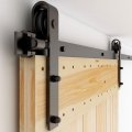 Ccjh 5ft Single Sliding Barn Door Hardware Kit Black Basic Roller Carbon Steel Hanger Flat Track System For Closet Kitchen 1 30 