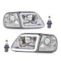 Led Drl Headlight Assembly W Corner Parking Lights For 1997-2003 Ford F150 2004 Heritage Fit 1998-1999 F250 97-02 Expedition 