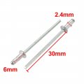 Uxcell 200 Pcs 2 4mm X 7mm Aluminum Steel Open Type Blind Rivets