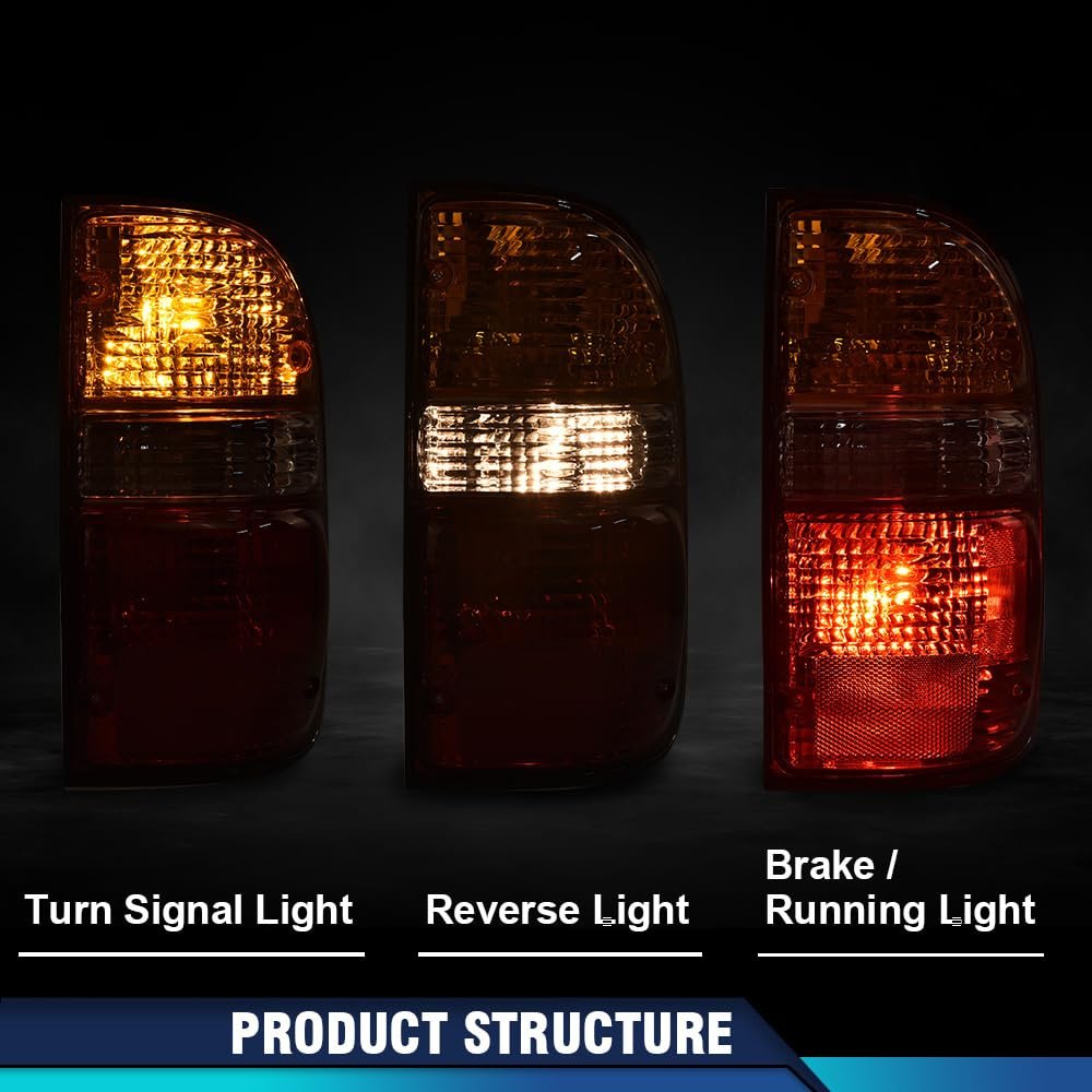 Rear Tail Lights Assembly For Toyota Tacoma 2001-2004 Lamp Taillights Left Right Side W Bulbs Red Orange Lens