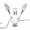 Hongk- Custom Chromed Flame Shape Led Turn Signal Integrate Mirrors Compatible With All Cruiser Bikes Models Including Royal