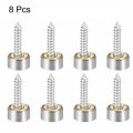 Uxcell Mirror Screws Decorative Caps Cover Nails Brushed Stainless Steel 10mm 8pcs
