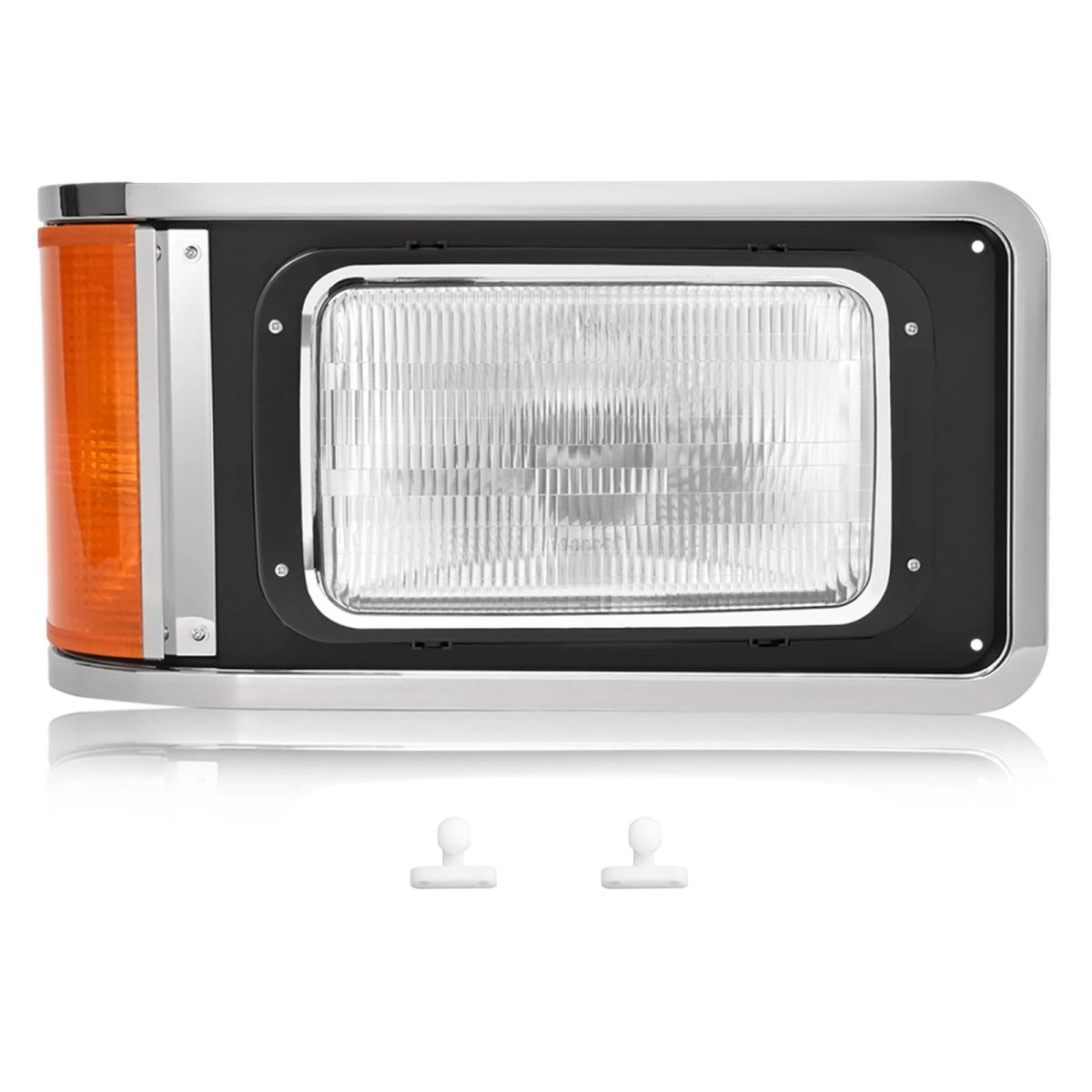 Right Headlight Assembly With Bezel For 1990-2017 Mack Ch613 Sfa Hood Truck Passenger Side Halogen Headlamp Set Mo-4953