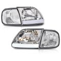 Pit66 Led Drl Strip Headlights Fit 1997-2003 Ford F150 2004 Heritage 1998-1999 F250 1997-2002 Expedition Chrome Housing Clear 