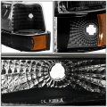 6pcs Factory Style Headlights Assembly With Bumper And Corner Lights Compatible Ford F150 F250 F350 Bronco 92-96 Driver