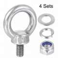 Uxcell Lifting Eye Bolt M8 X 14mm Male Thread With Hex Screw Nut Gasket Flat Washer For Hanging Securing Chain Wire Rope 304