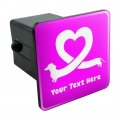 Personalized Custom 1 Line Dachshund Wiener Dog Love Heart Tow Trailer Hitch Cover Plug Insert