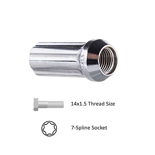 Omt M14x1 5 Wheel Lug Nuts 32 Pack Chrome 2 Inches Tall Spline Drive Cone Seat With Socket For Ford F250 F350 Super Duty Chevy