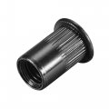 Uxcell M10 Rivet Nuts Carbon Steel Zinc-plated Knurled Flat Head Threaded Insert Nut Black 20pcs