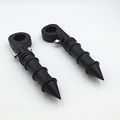 Black Bamboo Style Footpegs With Mounting Kit P-clamp Front Engine Guards 1-1 2 Diameter Tubing For V-star Roadstar Suzuki 
