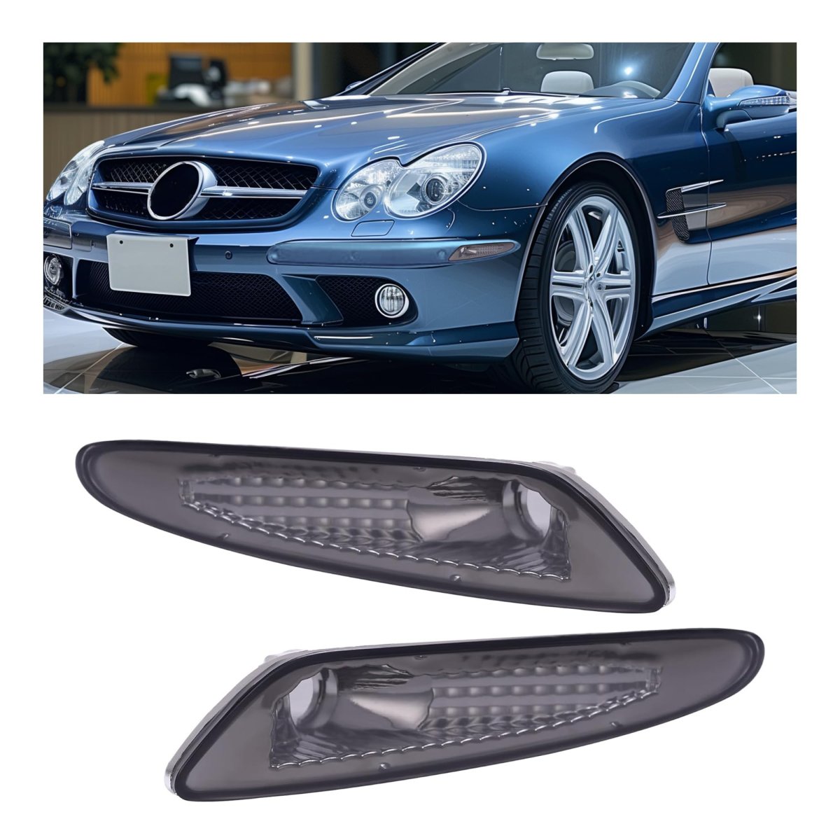 Pair Side Marker Lights For 2003 2004 2005 2006 Mercedes Benz Sl Class R230 Chassis Smoke Lens Lamp Driver And Passenger