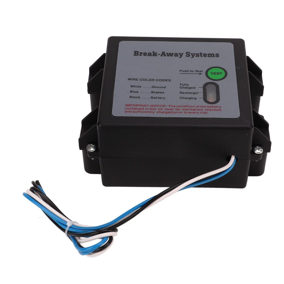 Trailer Brake Breakaway Kit With Led Test System 12v Waterproof Controller For Universal Vehicles Includes Adapter Cable And