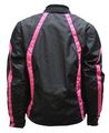 Ladies Armored Black And Pink Textile Motorcycle Jacket Size L Lg Large 