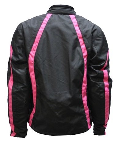Ladies Armored Black And Pink Textile Motorcycle Jacket Size L Lg Large